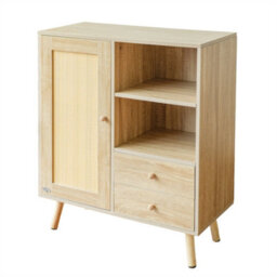 Abrihome Multifunctional Storage Rattan Sideboard Cabinet, 2 Shelves And 2 Drawers, 1 Door, 76X35X90Cm - thumbnail 8