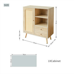 Abrihome Multifunctional Storage Rattan Sideboard Cabinet, 2 Shelves And 2 Drawers, 1 Door, 76X35X90Cm - thumbnail 7