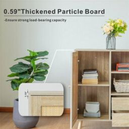 Abrihome Multifunctional Storage Rattan Sideboard Cabinet, 2 Shelves And 2 Drawers, 1 Door, 76X35X90Cm - thumbnail 4
