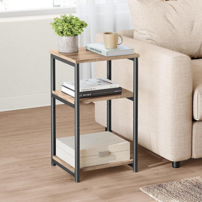 Songmics Bedside Table With 3-Tier Design, Industrial End Table For Bedroom, Living Room, And Office, Camel Brown And Ink Black - image 1