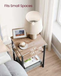 Songmics Bedside Table With 3-Tier Design, Industrial End Table For Bedroom, Living Room, And Office, Camel Brown And Ink Black - thumbnail 3