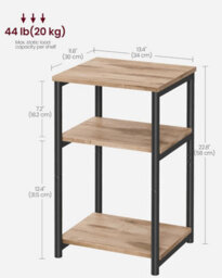 Songmics Bedside Table With 3-Tier Design, Industrial End Table For Bedroom, Living Room, And Office, Camel Brown And Ink Black - thumbnail 2