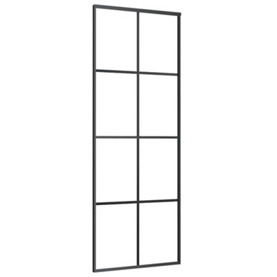 Berkfield Modern Sliding Door Black 76X205 Cm Esg Glass And Aluminium - image 1