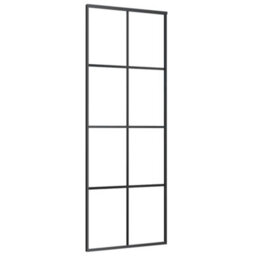Berkfield Modern Sliding Door Black 76X205 Cm Esg Glass And Aluminium - thumbnail 1