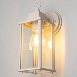 Litecraft Colone Outdoor Dove Grey Lantern Bevelled Glass Wall Light - thumbnail 3