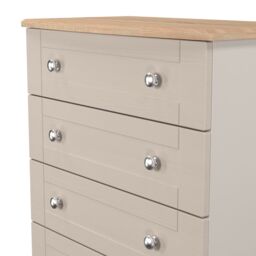 Santander Ready Assembled Matt Beige & Oak 5 Drawer Wide Chest (H)1074mm (W)765mm (D)415mm - thumbnail 3