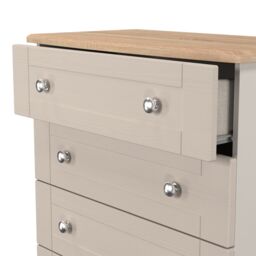 Santander Ready Assembled Matt Beige & Oak 5 Drawer Wide Chest (H)1074mm (W)765mm (D)415mm - thumbnail 4