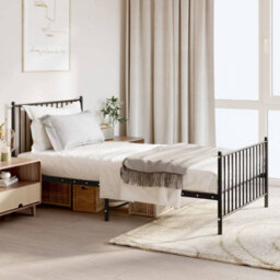 Berkfield Metal Bed Frame With Headboard And Footboard Black 100X190 Cm - thumbnail 1