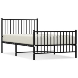 Berkfield Metal Bed Frame With Headboard And Footboard Black 100X190 Cm - thumbnail 2