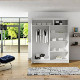 Westa Vi 150Cm White Sliding Door Wardrobe With Mirror And Hanging Rail And Bedroom Storage Unit With Ledrgb Colorful - thumbnail 3