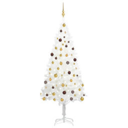 Berkfield Artificial Christmas Tree With Leds&ball Set White 210 Cm