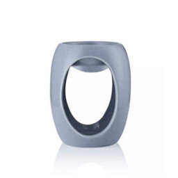 Small Oval Wax Melt, Oil Burner. Ceramic In A Matt Grey Colour. Gift Boxed. Height 9.5 Cm