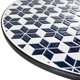 Beliani Bistro Table Sirolo 60 Cm 60 Cm Metal White/ Blue - thumbnail 4