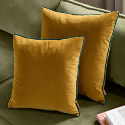 furn. Furn Meridian Velvet Feather Filled Cushion, Ochre/teal, 45 X 45Cm - thumbnail 6