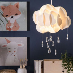 Wyld And Coco Lumacloud Pendant Lamp White Floating Cloud With Crystal Raindrops, W35 X D35 X H182Cm - thumbnail 2
