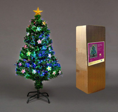 Shatchi 4Ft/120Cm Stars Fibre Optic Christmas Tree Led Pre-Lit - image 1