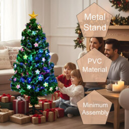 Shatchi 4Ft/120Cm Stars Fibre Optic Christmas Tree Led Pre-Lit - thumbnail 9