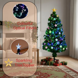 Shatchi 4Ft/120Cm Stars Fibre Optic Christmas Tree Led Pre-Lit - thumbnail 8
