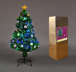 Shatchi 4Ft/120Cm Stars Fibre Optic Christmas Tree Led Pre-Lit - thumbnail 1