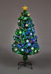 Shatchi 4Ft/120Cm Stars Fibre Optic Christmas Tree Led Pre-Lit - thumbnail 2
