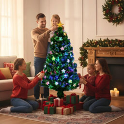Shatchi 4Ft/120Cm Stars Fibre Optic Christmas Tree Led Pre-Lit - thumbnail 5