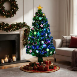 Shatchi 4Ft/120Cm Stars Fibre Optic Christmas Tree Led Pre-Lit - thumbnail 7