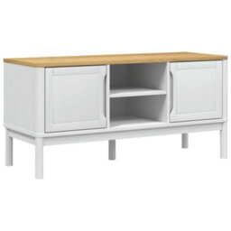 Berkfield Modern Tv Cabinet Floro White 114X43X55 Cm Solid Wood Pine - thumbnail 1