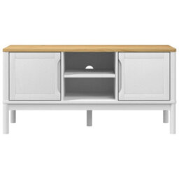 Berkfield Modern Tv Cabinet Floro White 114X43X55 Cm Solid Wood Pine - thumbnail 5