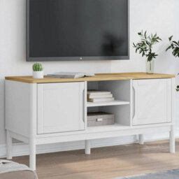 Berkfield Modern Tv Cabinet Floro White 114X43X55 Cm Solid Wood Pine - thumbnail 2