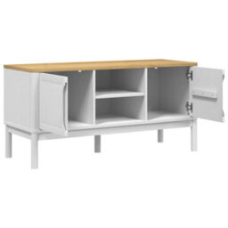 Berkfield Modern Tv Cabinet Floro White 114X43X55 Cm Solid Wood Pine - thumbnail 8