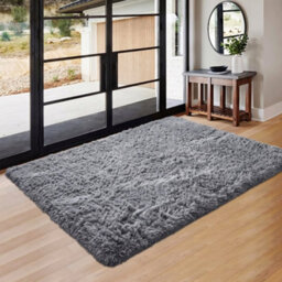 Oxford Homeware Shaggy Rug Anti-Slip Washable Soft Fluffy Living Room And Bedroom Rug (Grey, 60X110Cm) - thumbnail 6