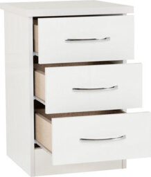 Seconique Nevada 2 Door 1 Drawer Wardrobe Bedroom Set White Gloss 2 Man Del - thumbnail 6