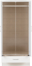 Seconique Nevada 2 Door 1 Drawer Wardrobe Bedroom Set White Gloss 2 Man Del - thumbnail 4