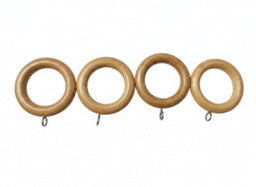 Homeelabador 48 X Premium 35mm Natural Wood Colour Solid Wood Curtain Pole Rings With Eyelets For Curtain Poles - thumbnail 2