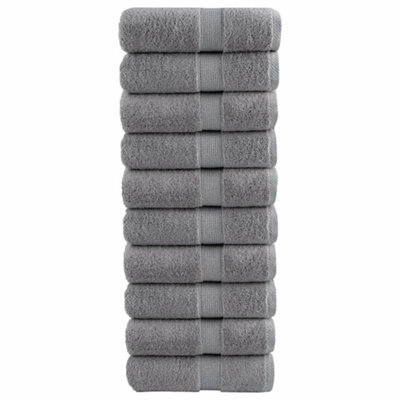 Berkfield Premium Guest Towels Solund 10Pcs Grey 30X50Cm 600Gsm - image 1