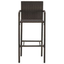 Berkfield 5 Piece Outdoor Bar Set With Armrest Poly Rattan Brown - thumbnail 5