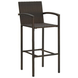 Berkfield 5 Piece Outdoor Bar Set With Armrest Poly Rattan Brown - thumbnail 4