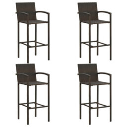Berkfield 5 Piece Outdoor Bar Set With Armrest Poly Rattan Brown - thumbnail 3