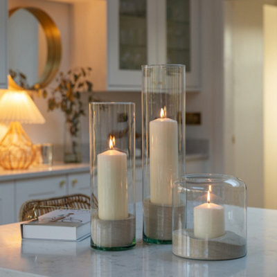 Ivyline Glass Cylinder Lantern With Sand H26Cm D12Cm - image 1