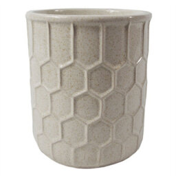 Leaf 16Cm White Honeycomb Ceramic Planter