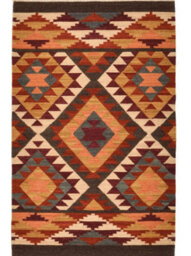 Second Nature Online Alwar Geometric Kilim Rug In Brown Red Orange Design / 120 Cm X 180 Cm - thumbnail 7