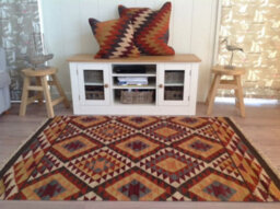 Second Nature Online Alwar Geometric Kilim Rug In Brown Red Orange Design / 120 Cm X 180 Cm - thumbnail 5