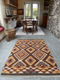 Second Nature Online Alwar Geometric Kilim Rug In Brown Red Orange Design / 120 Cm X 180 Cm - thumbnail 8