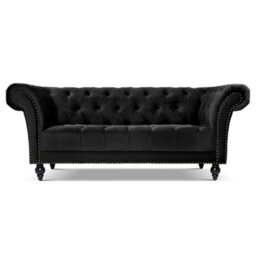 Bravich Cambridge Chesterfield 3 Seater Sofa - Velvet Black