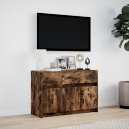 Berkfield Tv Cabinet With Led Smoked Oak 91X34X61 Cm Engineered Wood - thumbnail 4