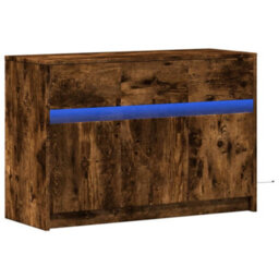 Berkfield Tv Cabinet With Led Smoked Oak 91X34X61 Cm Engineered Wood - thumbnail 3