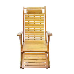 Folding Recliner Bamboo Sun Lounge Patio Pool Lounger Rocking Swing Chair - thumbnail 3