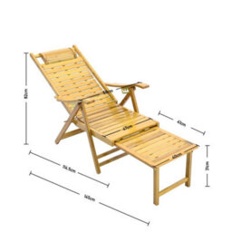 Folding Recliner Bamboo Sun Lounge Patio Pool Lounger Rocking Swing Chair - thumbnail 2