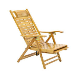 Folding Recliner Bamboo Sun Lounge Patio Pool Lounger Rocking Swing Chair - thumbnail 1