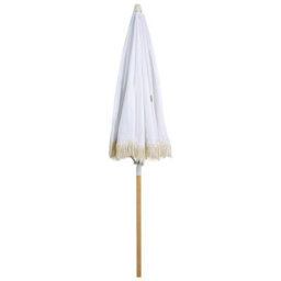 Wyld And Coco 150 Cm Round Tilting Garden Parasol - White Recycled Polyester Canopy, Beech Wood Pole - thumbnail 3